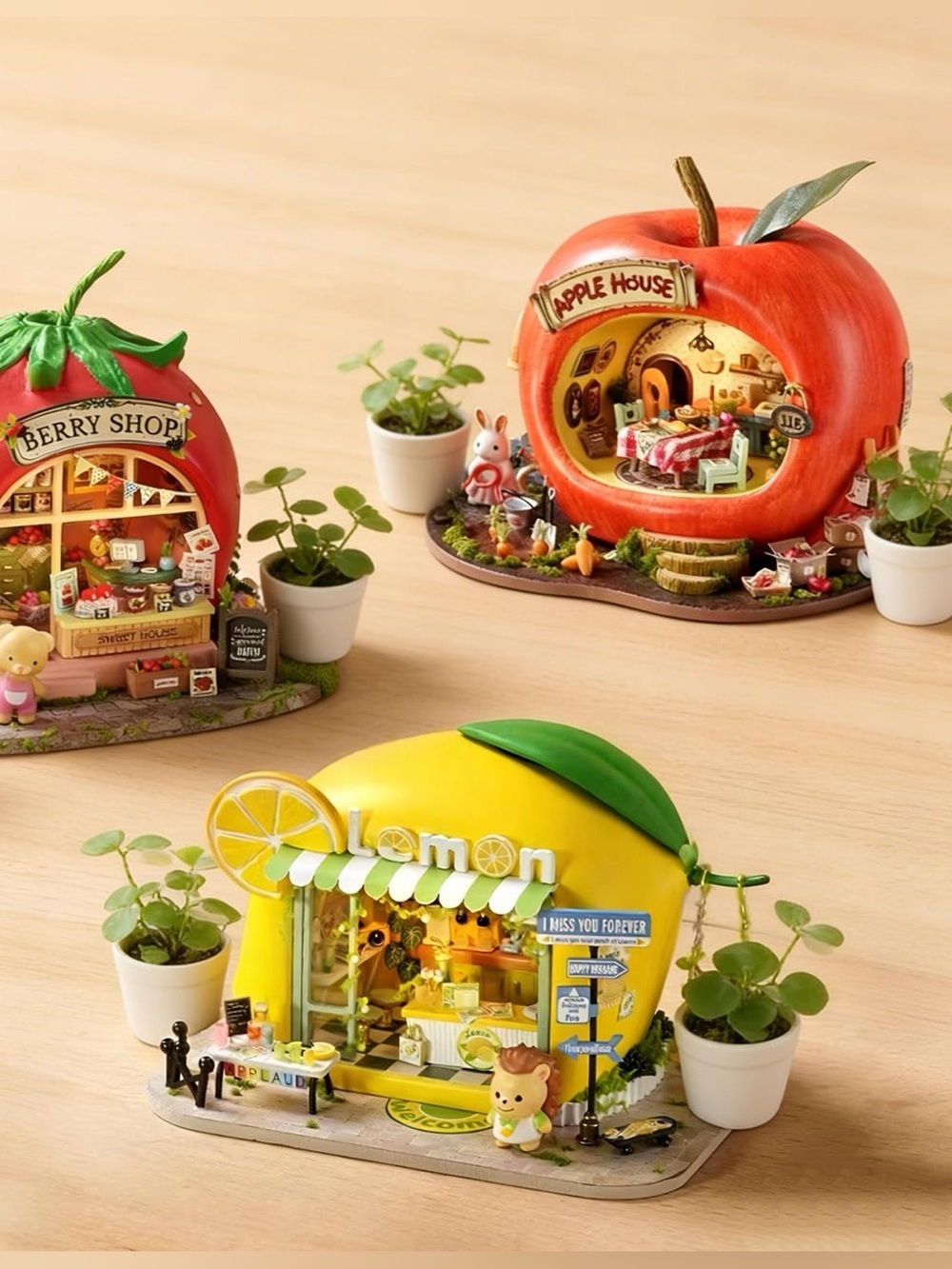 DIY Miniature Little Hedgehog Lemon Drink Shop w/ LED Cute Lemon Cafรฉ Craft Kit - Picture 3 of 13